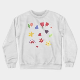 Watercolor cute flowers happy positivie stickers set Crewneck Sweatshirt